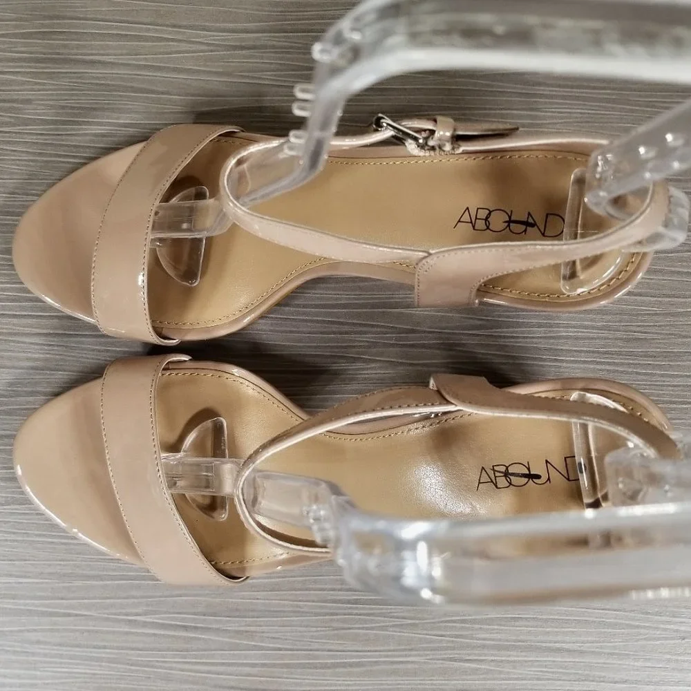 Abound Steph Block Heel Sandal, Nude Patent Faux Leather, Womens Size 8.5 M - Picture 10 of 13
